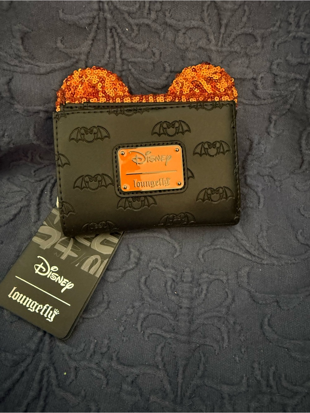 LOUNGEFLY Disney Kids Sequin Ear Bag and Wallet Set - Orange & Black - Picture 6 of 8